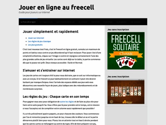 Les jeux gratuits de freecell sur internet