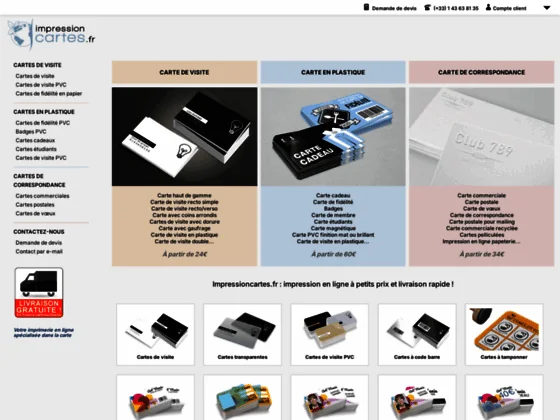 Impression cartes en ligne : carte plastique