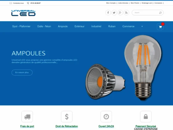 Eclairage Led Professionnel et ampoules Led - Universal Led