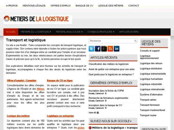 Transport et logistique - Métiers de la logistique