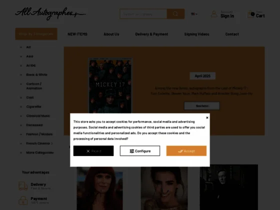 Autographes de stars du cinéma