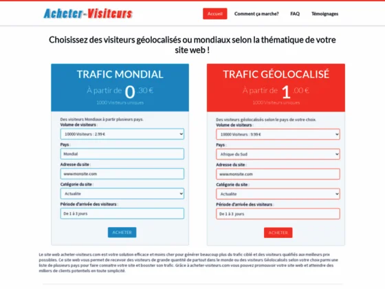 Trafic pour site internet