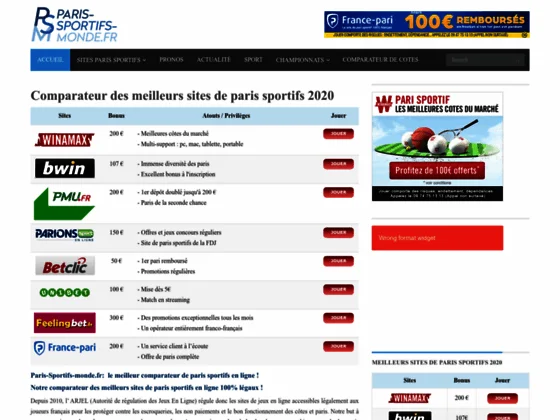 Comparateur paris sportifs monde 2014