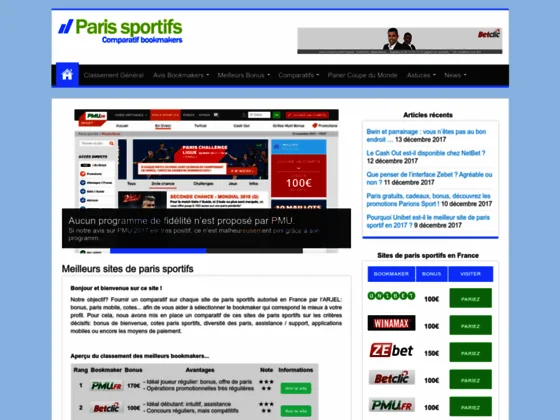 Comparatif de bookmakers régulés