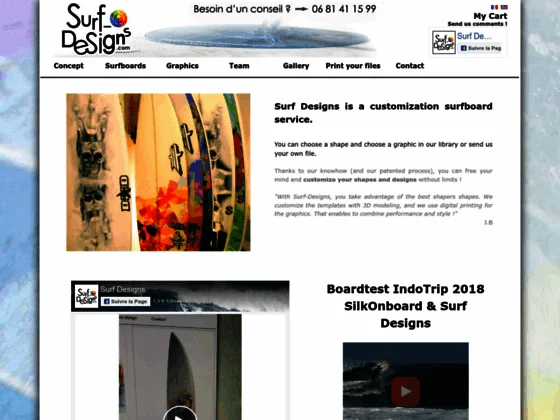 Surf Designs est un service de personnalisation de planches de surf. Tu peux choisir ta déco (ou nou