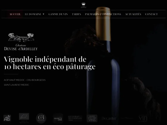 Appréciez le goût unique du Château Devise d'Ardiley, grand vin de Bordeaux
