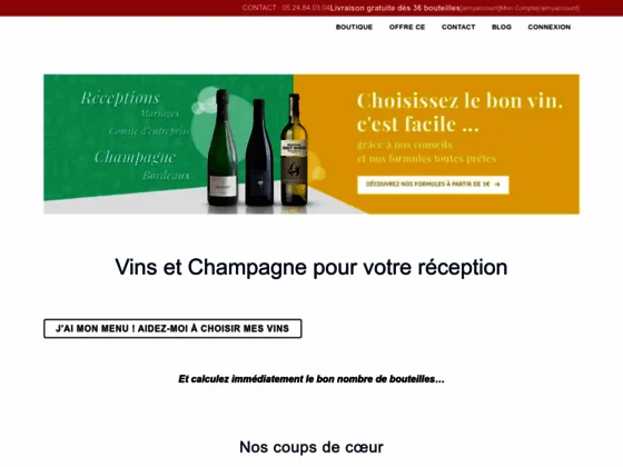 Vins et champagne pour mariage