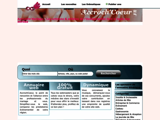 Accrochcoeur.fr Annuaire mariage naturel sur le Web