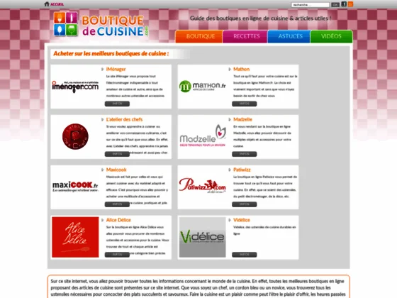 Boutique-de-cuisine : tout pour la cuisine en ligne