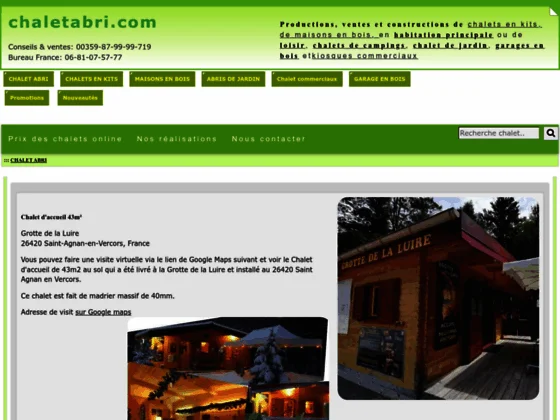 Chalets habitables et commerciaux  - Chalet Abri