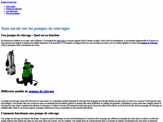 Guide de la pompe de relevage