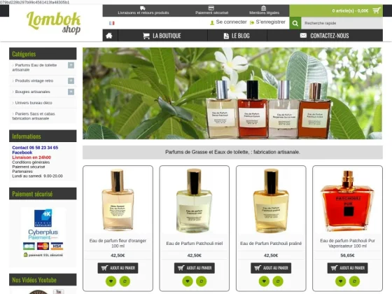 Boutique de parfums de Grasse, bougies parfumées et objets vintage