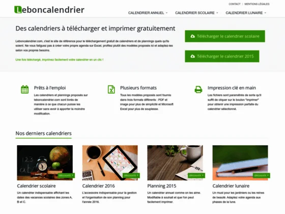 Des calendriers gratuits à votre disposition