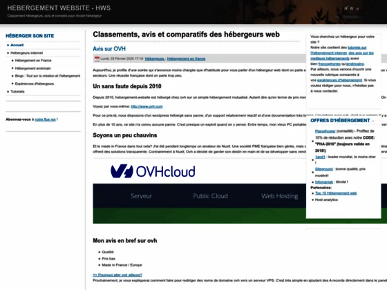 Classement hébergeurs