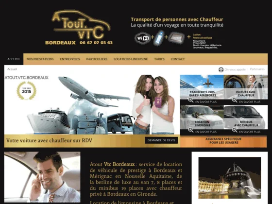 VTC BORDEAUX - ATOUT VTC Bordeaux - Voiture de Tourisme avec Chauffeur BORDEAUX - Limousine, chauffe