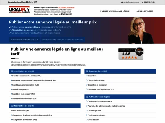 Annonces légales moins cher : publier une annonce legale en ligne | Legalin