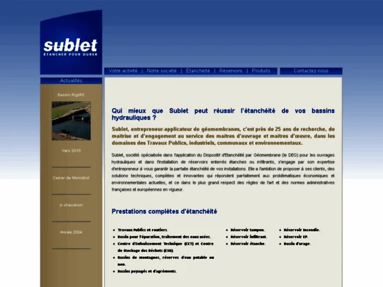 Sublet - Applicateur de géomembranes et spécialiste étanchéité 