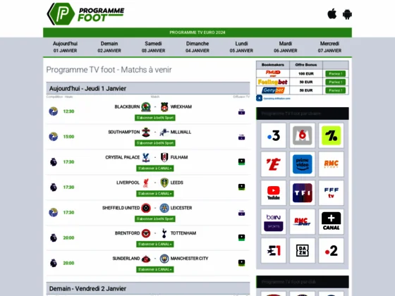 Agenda web du football
