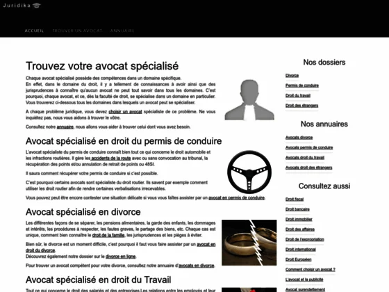 Avocats spécialisés divorce - permis de conduite - droit du travail