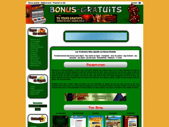 Guide de bonus gratuits