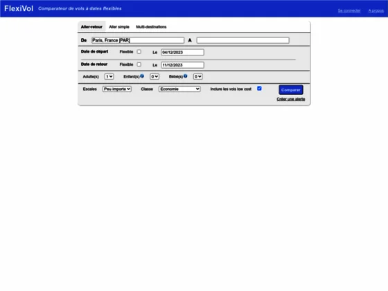 Comparateur de vols à dates flexibles