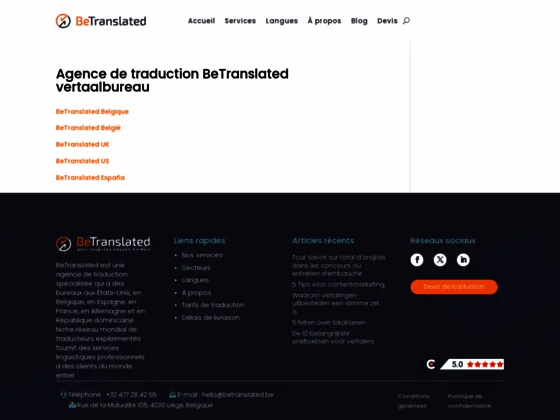 Agence de traduction en ligne BeTranslated