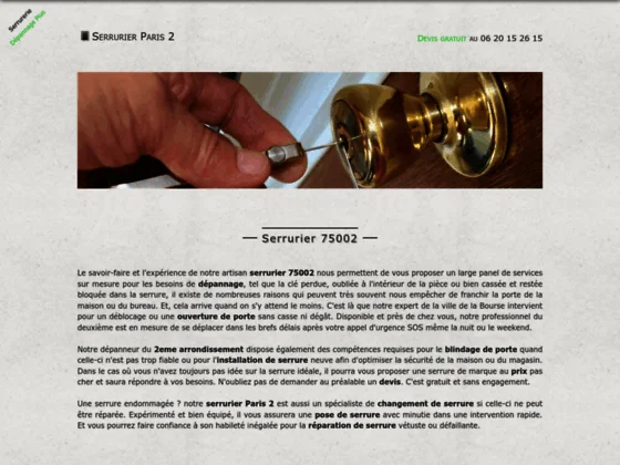 serrurier Paris 2eme