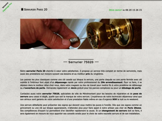 serrurier Paris 20eme