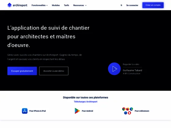 application planning de chantier