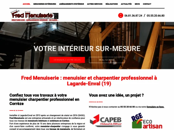 Entreprise de menuiserie à Lagarde-Enval (19)