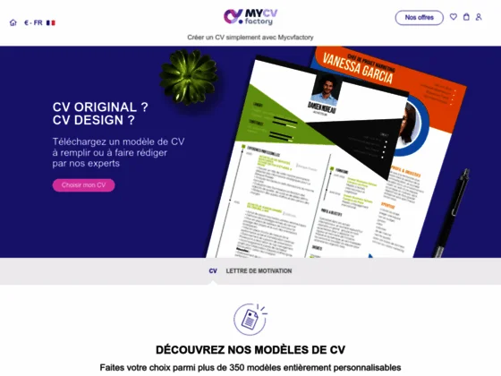 Modèles de CV et CV et lettre de motivation sur mesure