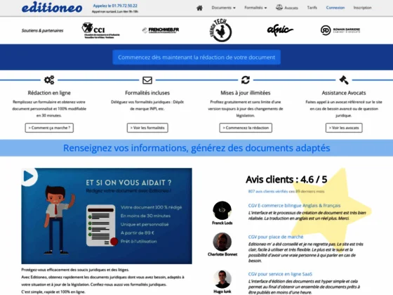 Editioneo, rédigez rapidement vos CGV CGU charte