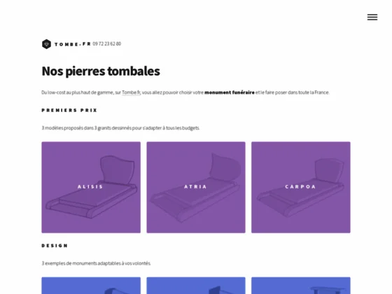 Pierres tombales catalogue