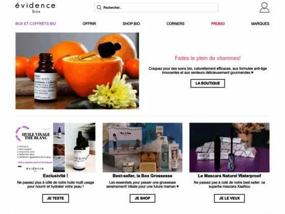 Box évidence, le site qui vous propose une box beauté 100 % bio