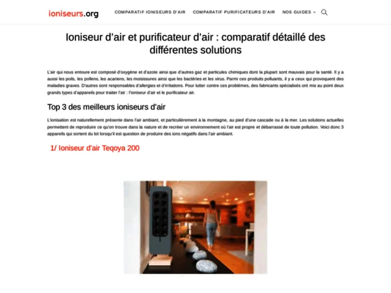 Comparatif d'ioniseurs d’air 