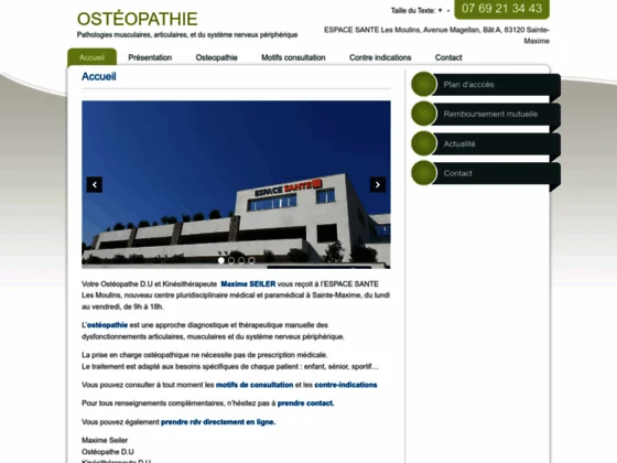 Cabinet de l'ostéopathe Maxime Seiler à Sainte-Maxime (83)