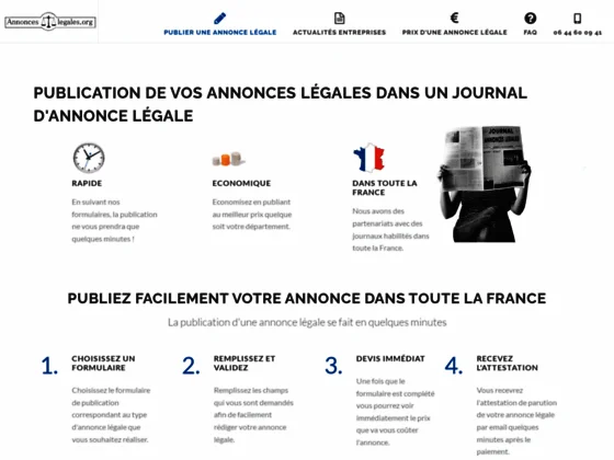 Publication d'annonce légale en ligne