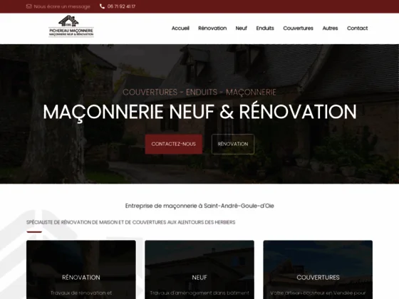 Pichereau Maçonnerie : construction ou rénovation maison, enduits & pose couverture de toiture à Sai
