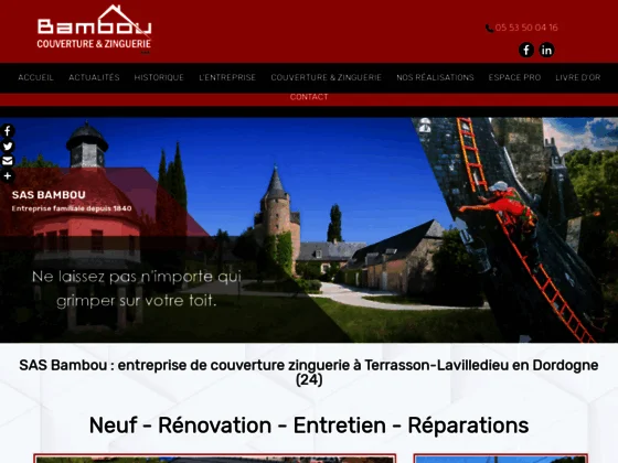 Bambou : couverture, toiture & zinguerie à Terrasson-Lavilledieu en Dordogne (24)