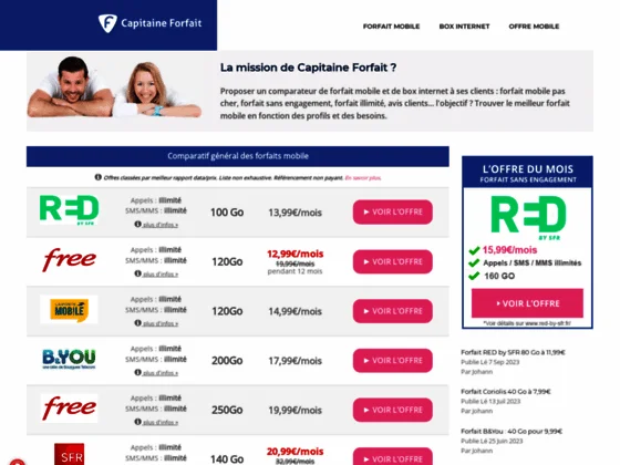 Capitaine Forfait, comparateur forfait pour mobile