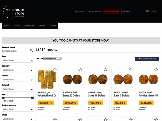 Millenium State - Espace d'enchères en ligne dédié aux numismates