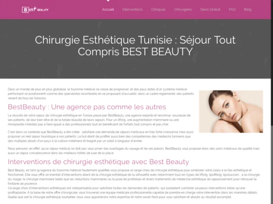 Chirurgie Esthetique Tunisie : Séjour Tout Compris BEST BEAUTY