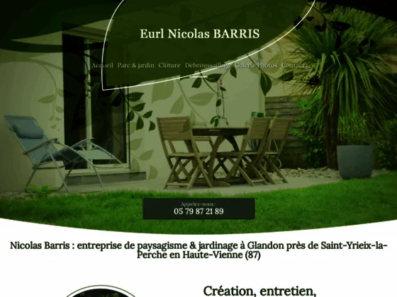 Nicolas Barris : entreprise espaces verts & aménagement extérieur à Glandon (87) 