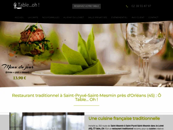 Ô Table… Oh ! : restaurant français avec salle privatisée à Saint-Pryvé-Saint-Mesmin (45)