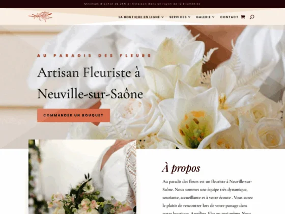 Au paradis des fleurs livre un bouquet de fleurs à Neuville sur Saône