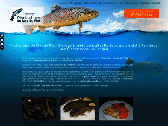 Pisciculture du Moulin Piat : vente de truite Fario, Arc-en-ciel & fumée | Allier (03)