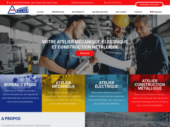 Réalisation des équipements industriels Tunisie