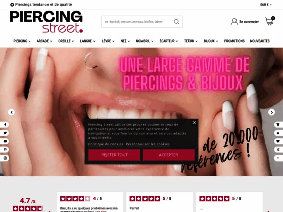 Site de vente de piercing