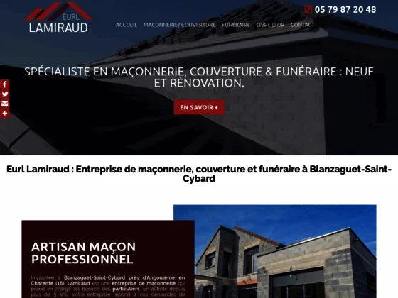 Eurl Lamiraud : travaux de maçonnerie, couverture & funéraire à Blanzaguet-Saint-Cybard 