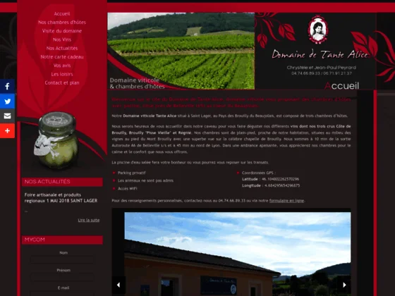 Domaine de Tante Alice : domaine viticole & cave à vins près de Beaujolais & Belleville   